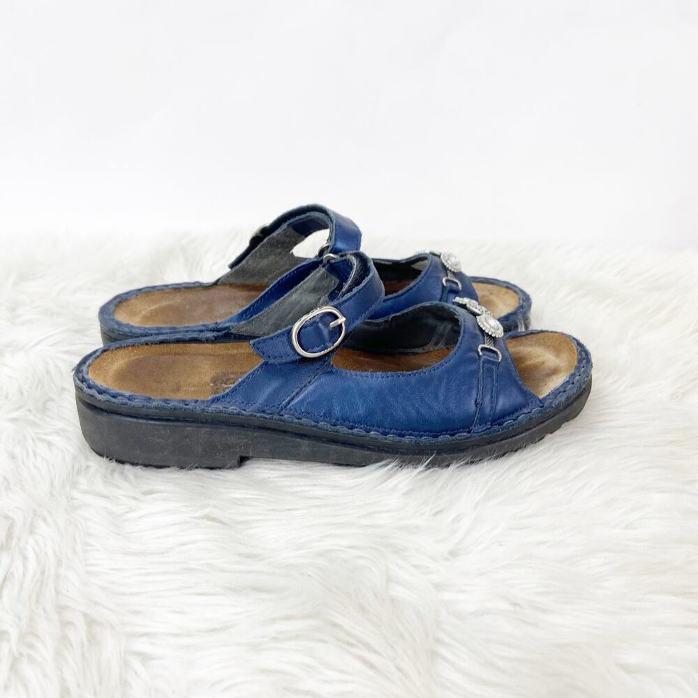 Naot 6 6.5 US 37 EU Womens Navy Blue Kyra Polar Sea Leather Comfort Sandals - Picture 2 of 12